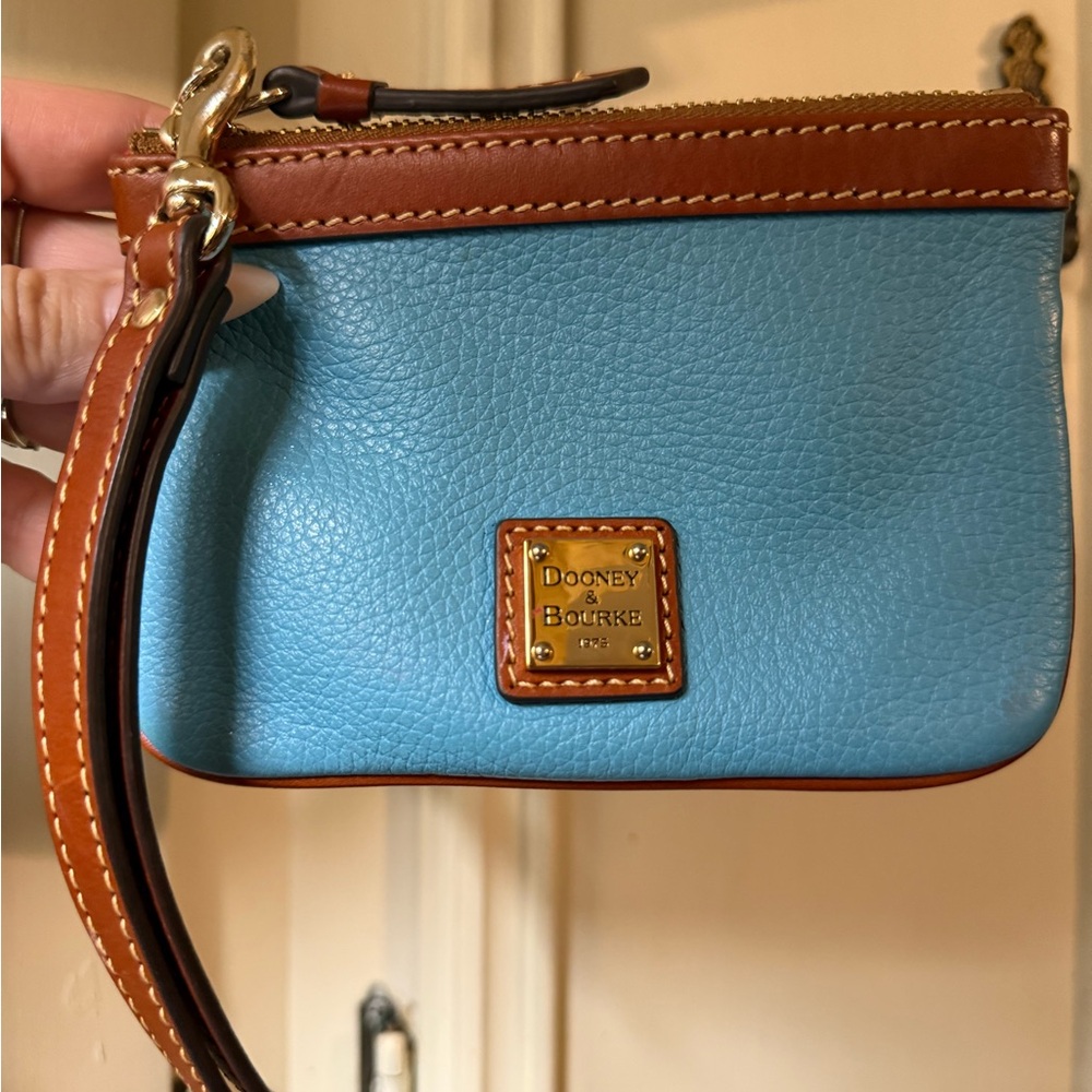 Dooney & Bourke Blue and Brown Wristlet